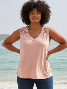 Pale Sky Sleeveless Top 3X